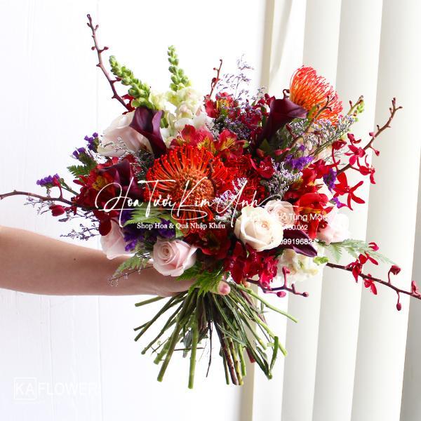 Hoa Cầm Tay Cô Dâu Cầu Vồng Tình Yêu